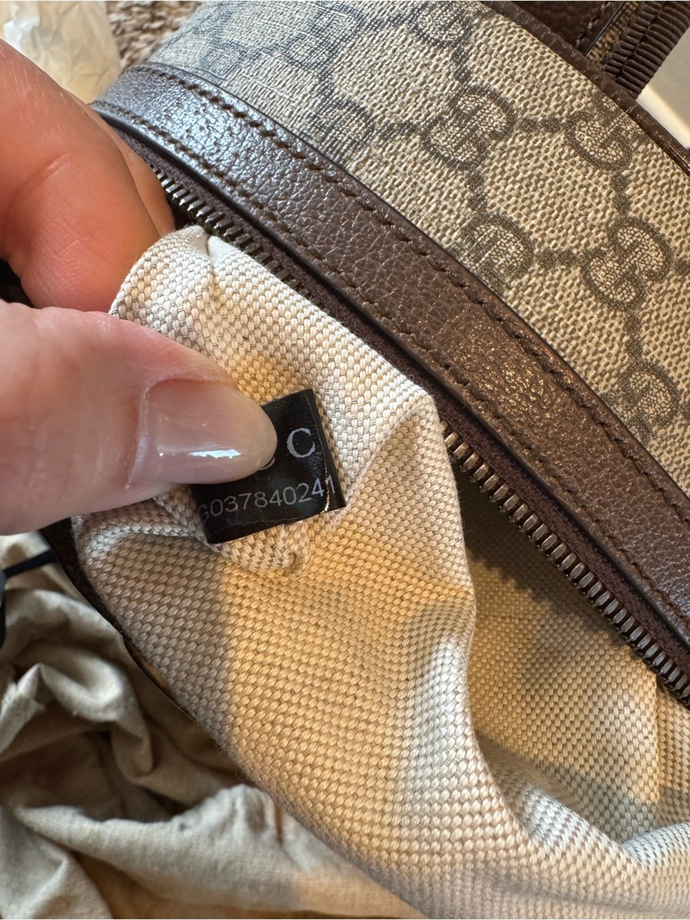 Gucci GG Supreme Ophidia Small Backpack Beige/Brown with Iconic Green & Red Web - Picture 12 of 16